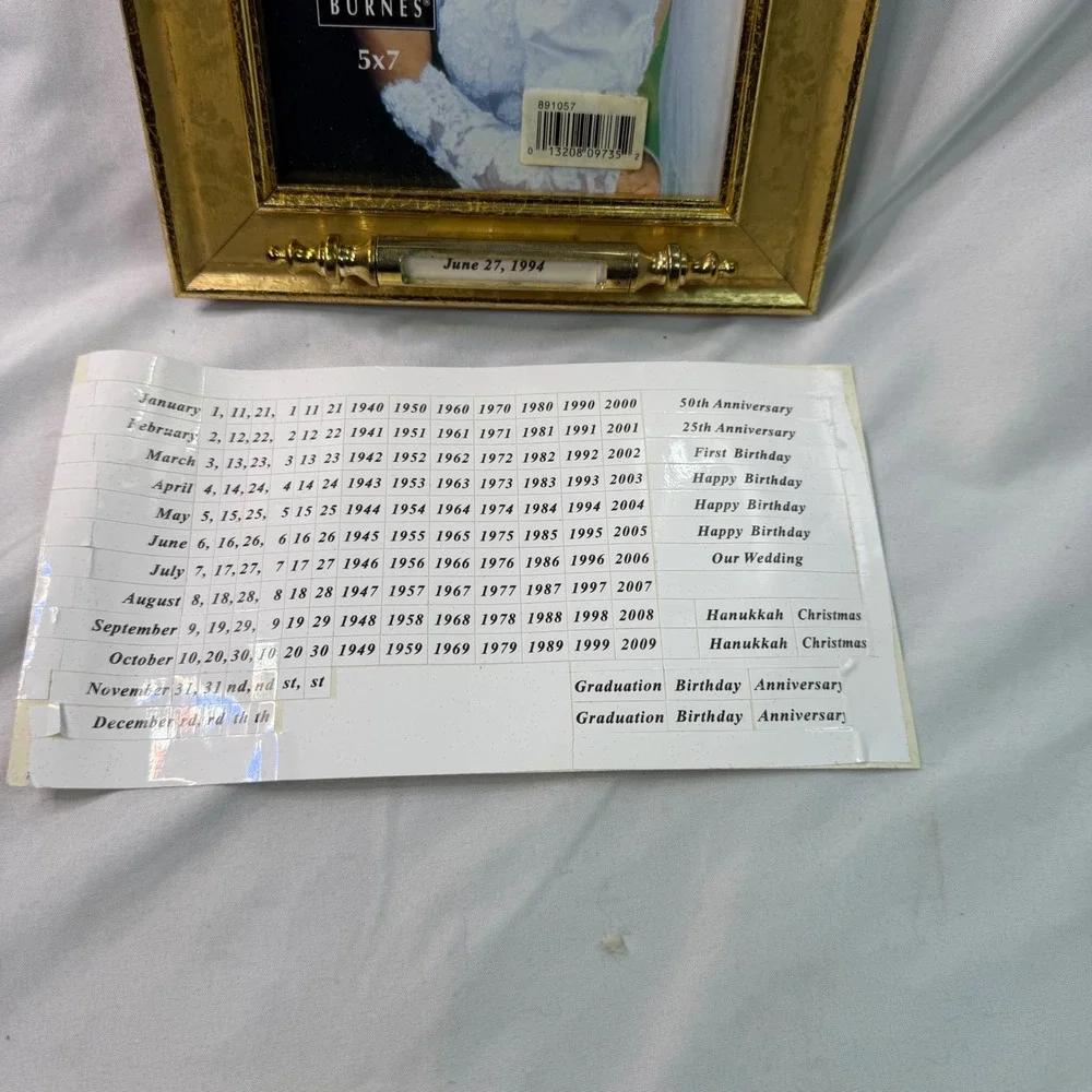 Burnes of Boston Date Frame 5x7 Gold Tone